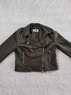BB Dakota By Steve Madden Olive Green Faux Suede Moto Jacket